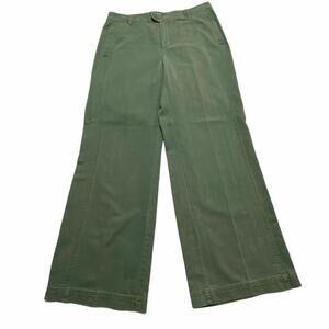 French Cuff relaxed fit straight leg Women's size 12 green denim pants